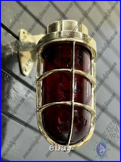 New Vintage Style Marine Ship Antique Solid Brass Red Glass Swan Light