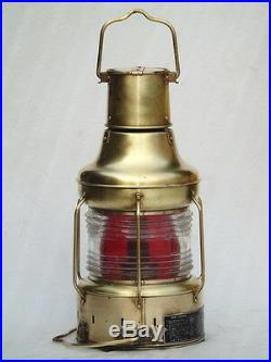Nos Vintage 1957 All Brass Ships Lantern Class A2 Red Light Oil Kerosene Lamp