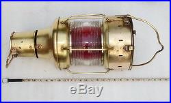 Nos Vintage All Brass Ships Lantern Class A2 Red Light Oil Kerosene Lamp In Box