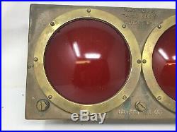 Oakford Mfg Vintage Brass Ship Boat Nautical Navigation Light 2 Red Glass Lenses