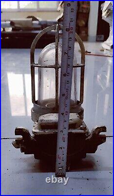 Old Antique Brass Original Marine Ship Vintage Swan Wall Nautical Light Fixture