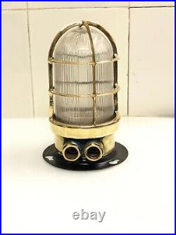 Old Antique Brass Retro Stage Post Mounted Bulkhead Vintage Light for Sale