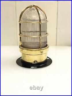 Old Antique Brass Retro Stage Post Mounted Bulkhead Vintage Light for Sale