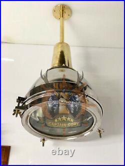 Old Antique Vintage Large Stainless Steel & Brass Ceiling/Hanging Light