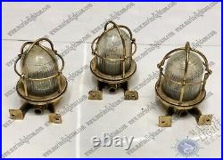 Old Authentic Reclaimed Maritime Antiques Brass Vintage Bulkhead Light Lot of 3