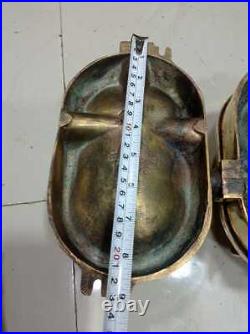 Old Brass Ship Vintage Antique Wall Marine Passageway Oval Cover Light 2 Piece