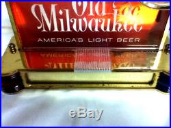Old Milwaukee beer sign nautical chime clock lighted back bar vintage light 1962