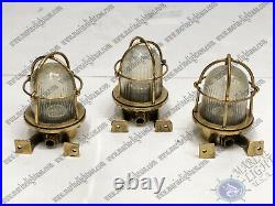 Old Nautical Maritime Ship Brass Bulkhead Passage Vintage Light Lot Of 3