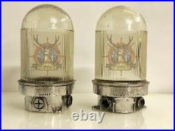 Old Original Nautical Industrial Vintage Ceiling Bulkhead Light Glass Lot Of 2