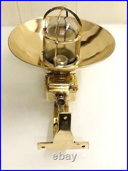 Old Vintage Marine Passage Way Bulkhead Wall Mount Brass Light With Shade