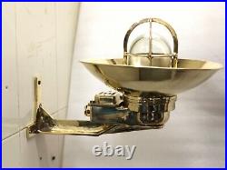 Old Vintage Marine Passage Way Bulkhead Wall Mount Brass Light With Shade