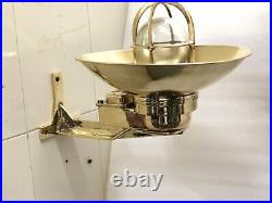 Old Vintage Marine Passage Way Bulkhead Wall Mount Brass Light With Shade