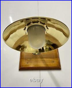 Old Vintage Original Brass Wall Mount Nautical Light with Shade & White Glass