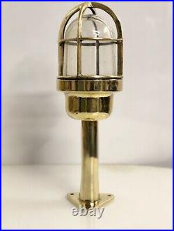 Original Bulkhead Brass Marine Vintage Ceiling Passage Light with Triangle Base