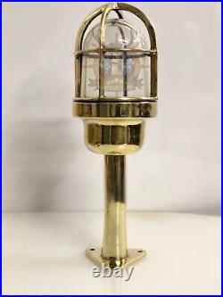 Original Bulkhead Brass Marine Vintage Ceiling Passage Light with Triangle Base