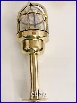 Original Bulkhead Brass Marine Vintage Ceiling Passage Light with Triangle Base