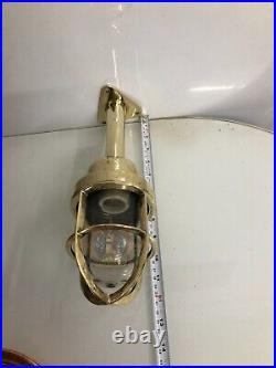 Original Bulkhead Brass Marine Vintage Ceiling Passage Light with Triangle Base