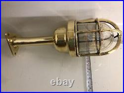 Original Bulkhead Brass Marine Vintage Ceiling Passage Light with Triangle Base