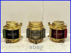 Original Marine Ship Vintage Brass Nautical Famor Electric Lamp POLAND Set of 3