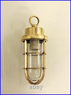 Original Old Nautical Ship Antique Brass Vintage Style Old Hanging Light & Hook