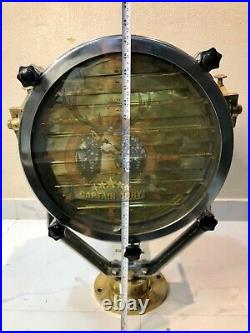 Original Vintage Antique Aluminum & Brass Nautical Marine Ship Signal Spot Light