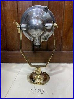 Original Vintage Antique Aluminum & Brass Nautical Marine Ship Spot Light