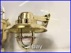 Original Vintage Bulkhead Wall Sconce Light with Triangle Base Cover Shade Lot 2