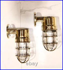 Original Vintage Reclaimed Brass Antique Marine Swan Wall Ship Light Fixture