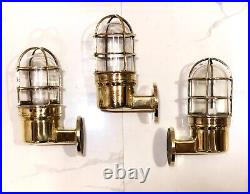 Original Vintage Reclaimed Brass Antique Marine Swan Wall Ship Light Fixture