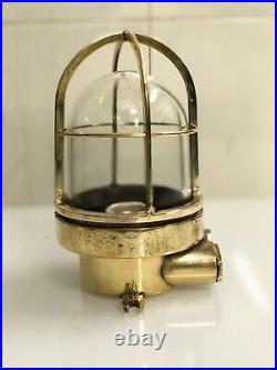 Original Vintage Reclaimed Maritime Theme Brass Ceiling Mount Ship Bulkhead Lamp