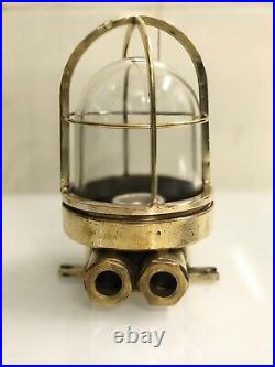 Original Vintage Reclaimed Maritime Theme Brass Ceiling Mount Ship Bulkhead Lamp