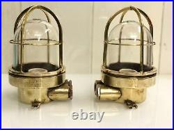 Original Vintage Reclaimed Maritime Theme Brass Ceiling Mount Ship Bulkhead Lamp