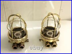 Original Vintage Reclaimed Maritime Theme Brass Ceiling Mount Ship Bulkhead Lamp