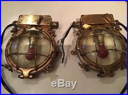 Pair Of Vintage Brass Nautical Lights Marine BMAC Ltd Boat Ship Search Lamp Spot