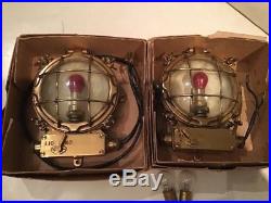 Pair Of Vintage Brass Nautical Lights Marine BMAC Ltd Boat Ship Search Lamp Spot