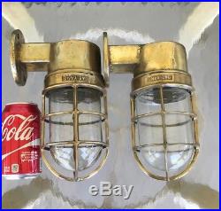 Pair Of Vintage Nautical Brass Wall Mounted Ship Lights