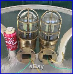 Pair Of Vintage Nautical Brass Wall Mounted Ship Lights