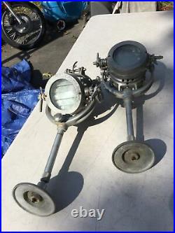 Pair Vintage Navy Naval Ship Signal Lamp Lights Aluminum Commercial Best Quality