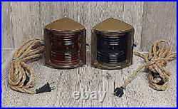 Perko Brass Navigation Running Lights Converted 2 LED Table Lamps Nautical Decor