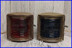 Perko Brass Navigation Running Lights Converted 2 LED Table Lamps Nautical Decor