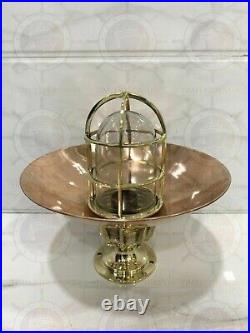 Post Mounted Bulkhead Light Fixture Nautical Model Solid Brass & Copper 2 Piece