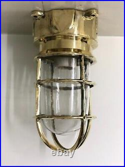 Post Mounted Bulkhead Light Fixture Nautical Style Brass New 2 Piece