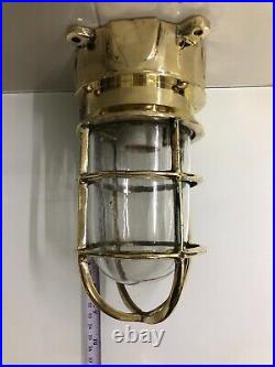Post Mounted Bulkhead Light Fixture Nautical Style Brass New 2 Piece