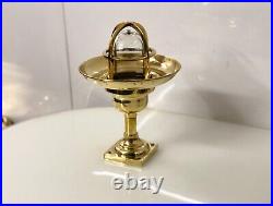Post Mounted Nautical Antique Old Brass Wiska Bulkhead Lamp Fixture with Shade
