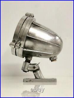 Post Mounted Vintage Aluminum Nautical or Industrial Ship Mini Spot Lamp/Light