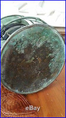 RARE Blue Singnal Glass Brass Train Lantern Light Vintage Petina Marine
