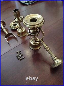 RARE Vintage Antique Solid Brass Gimbal Candle Holder