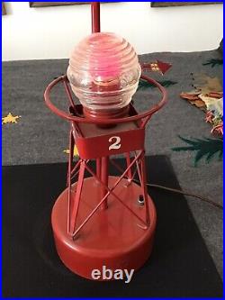 RARE Vintage Channel Marker Buoy Lamp WithEast Coast Navigation Map Shade