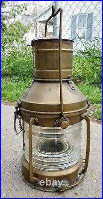 Rare Antique Anchor Brass Ship Oil Lantern Nautical Boat Light Navy Maritime