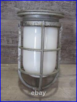 Rare Hard To Find Vintage Russell Stoll Explosion Proof Light Milk Glass